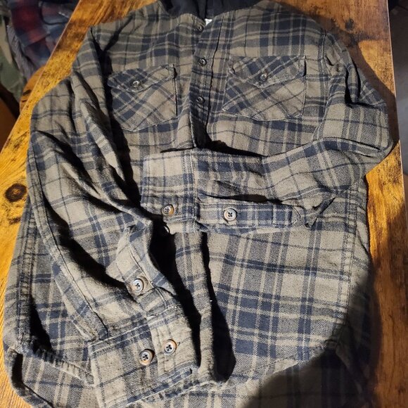 survival gear 10-12 plaid hoodie shirt for kids like new medium size flannel - Picture 2 of 3